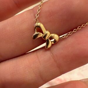 14k solid Gold Bow Necklace